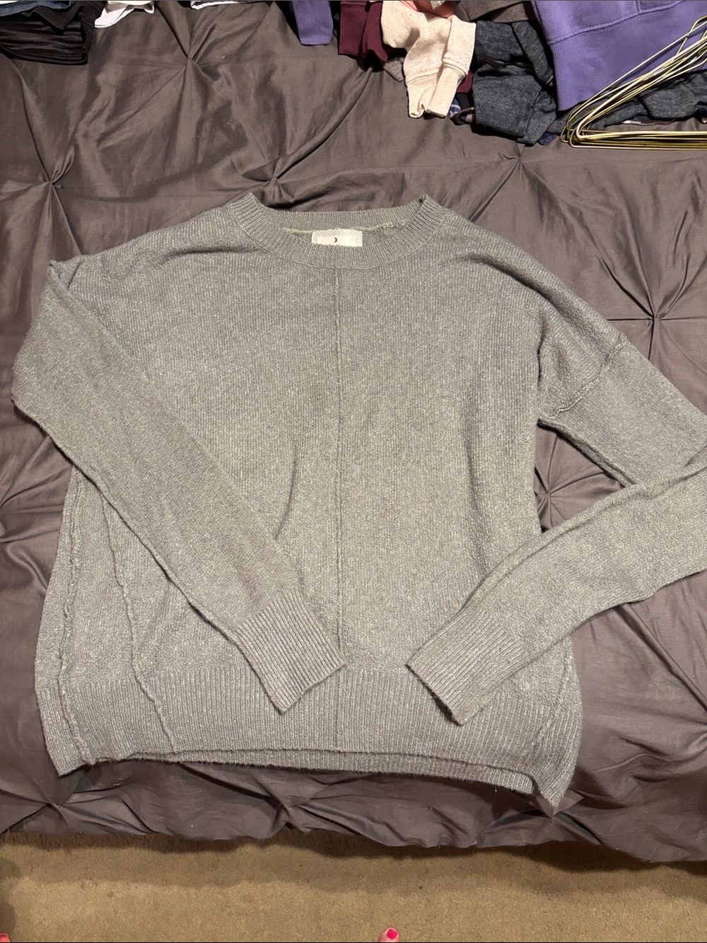 ruby moon dark green/Gray Crew Neck Knit Sweater